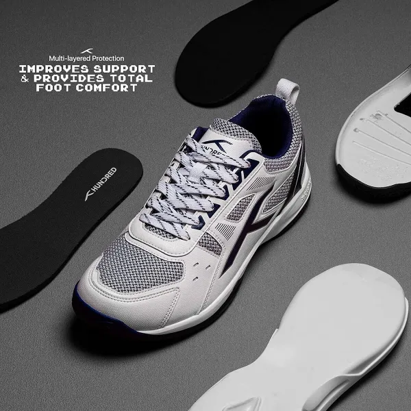 HUNDRED Raze Badminton Shoes - Non-Marking, X-Cushion Tech, Lightweigh
